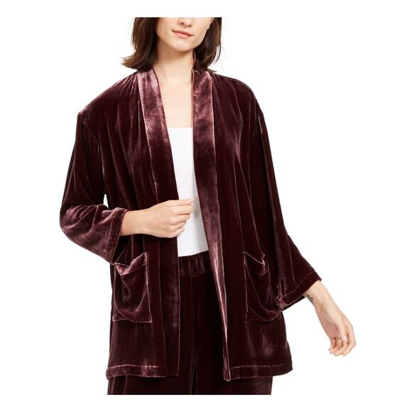 EILEEN FISHER Sweaters - EILEEN FISHER Womens Purple 3/4 Sleeve Open Cardigan Sweater Petites SP